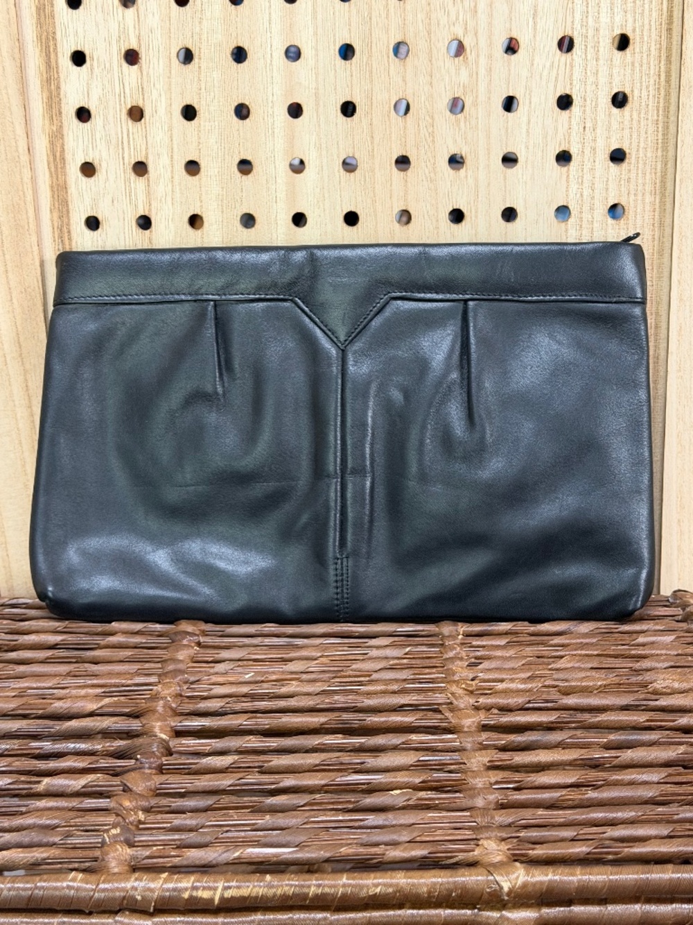 Vintage Tano of Madrid Black Leather Clutch Made in Spain